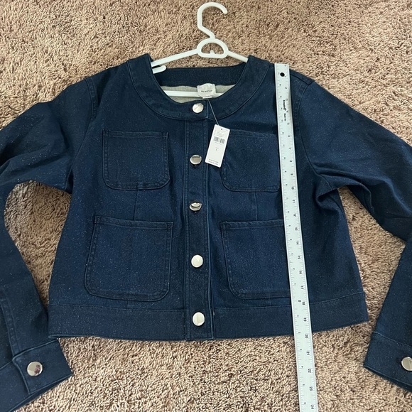 NWT new large Anthropologie Maeve Cora patch pocket denim sparkle jacket jean - Picture 15 of 16